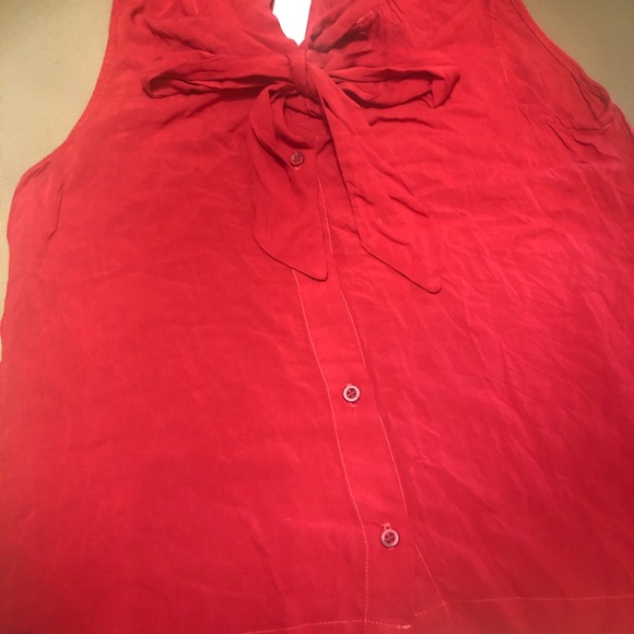 Anthropologie Cloth & Stone red tie blouse button front shirt M 8-10 NWT - Picture 1 of 6